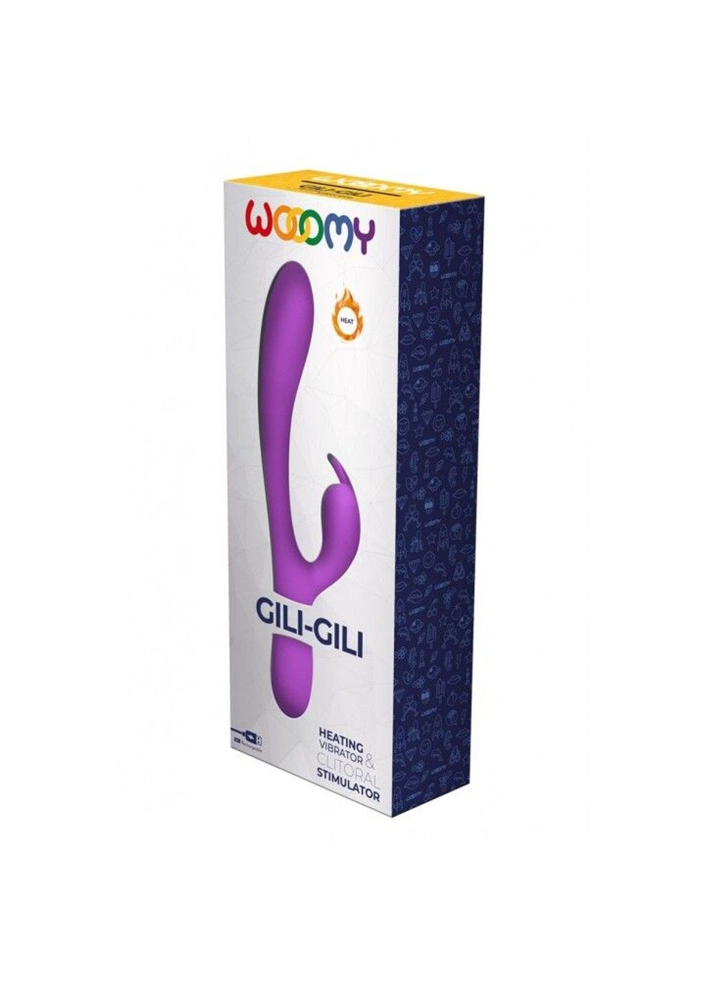 Вибратор-кролик Gili-Gili Vibrator with Heat Purple, отросток с ушками, подогрев до 40°С Wooomy (333332887)
