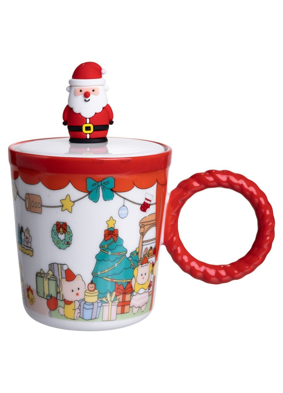 Чашка порцелянова з кришкою Санта 400 мл з кришкою Yiwu (369960276)
