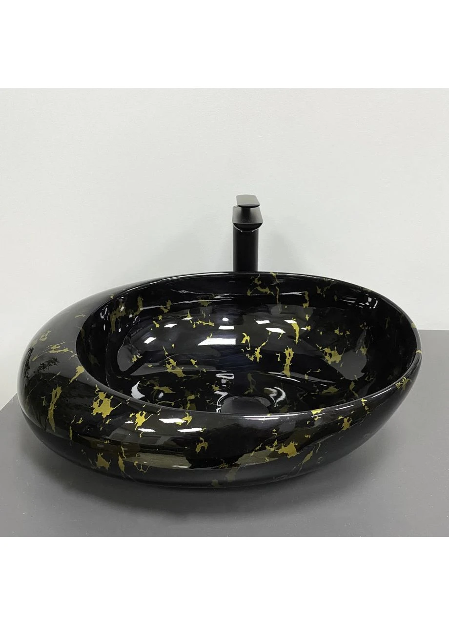 Умивальник (раковина) RICCIA BLACK MARMO GLOSSY накладний VBI (374486248)