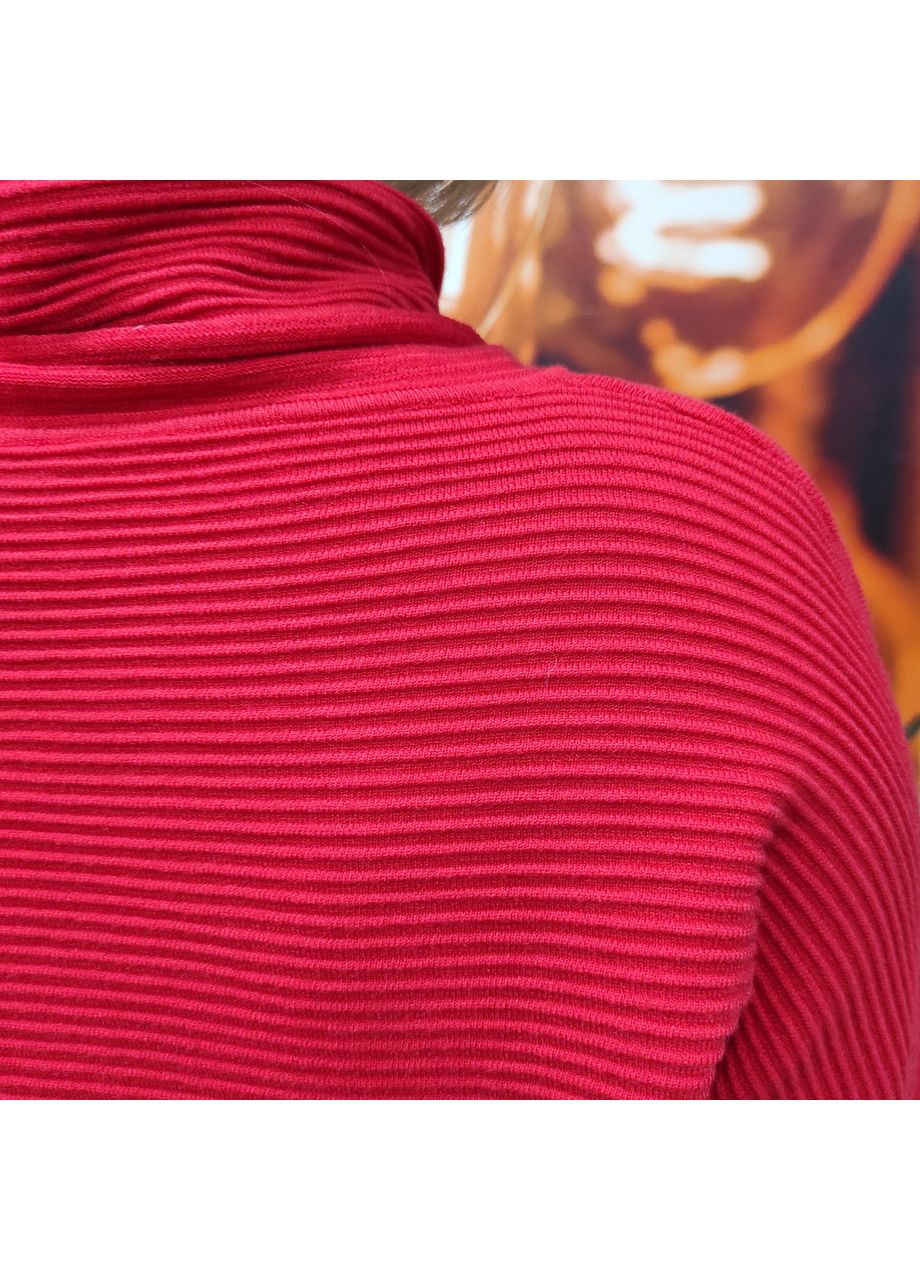 Червоний светр жіночий рубчик прямий крій горло кишені 50/52 No Brand