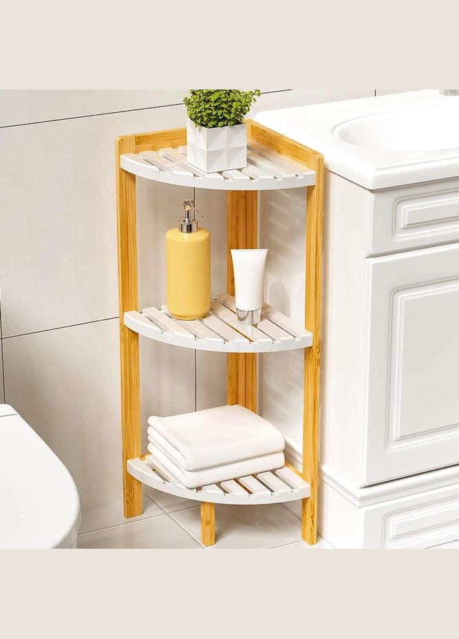 Стеллаж кутовий для ванної з дерева Есперан каррі-зефір (ВУГ-00100320) No Brand (328091622)