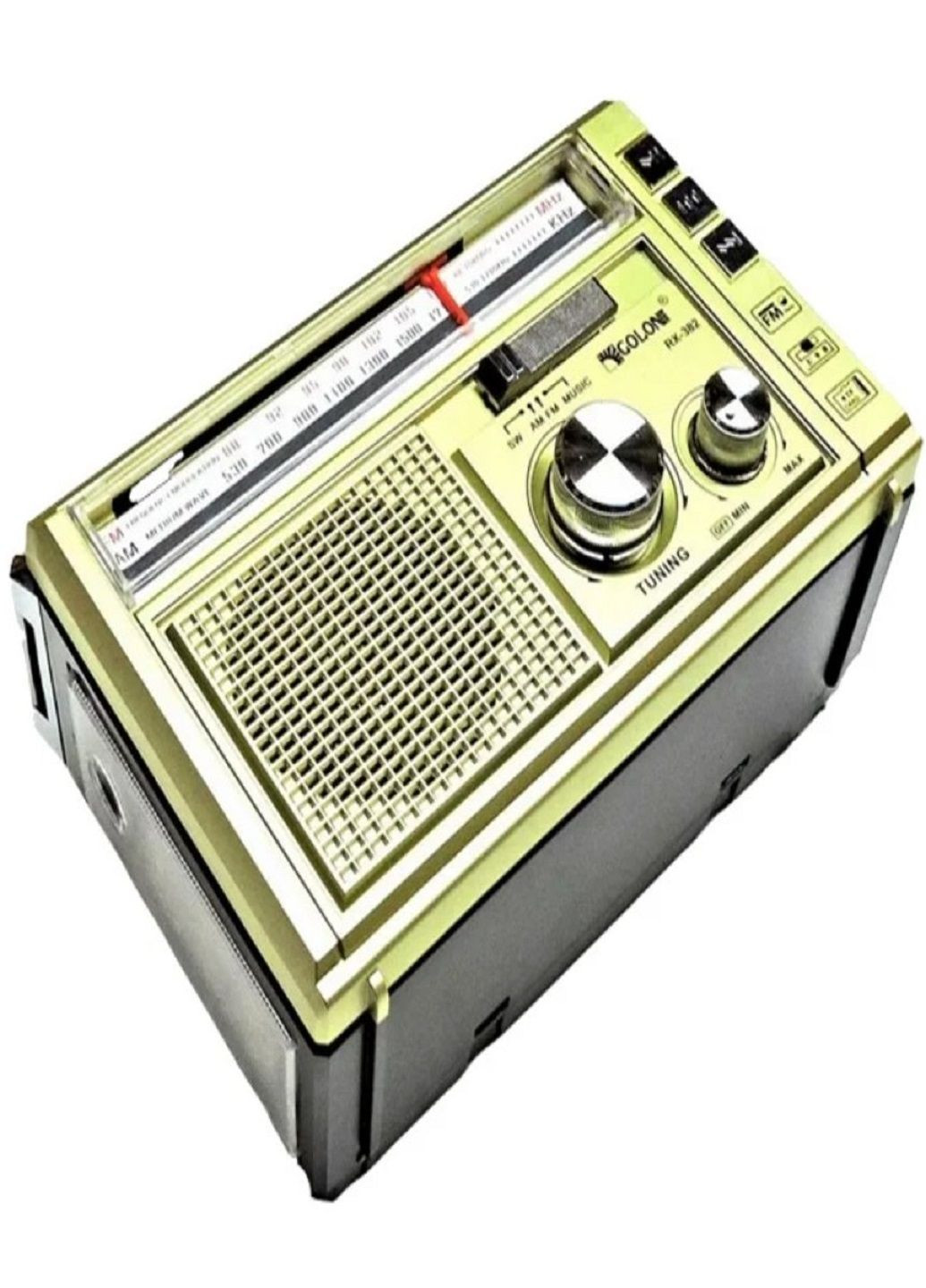 Радіоприймач портативний RX 381/382 радіо з ліхтарем на акумуляторі Золотистий Golon (319205364)