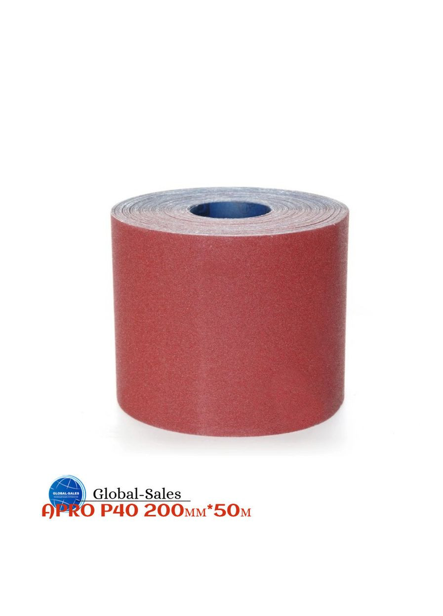 Шлифовальная шкурка 200 мм x 50 м x P40 тканевая (828142) Apro (365253133)