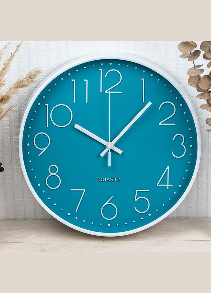 Настінний годинник кварцовий безшумний круглий інтер'єрний красивий Premium CW-30 - Блакитний Losso (322776860)