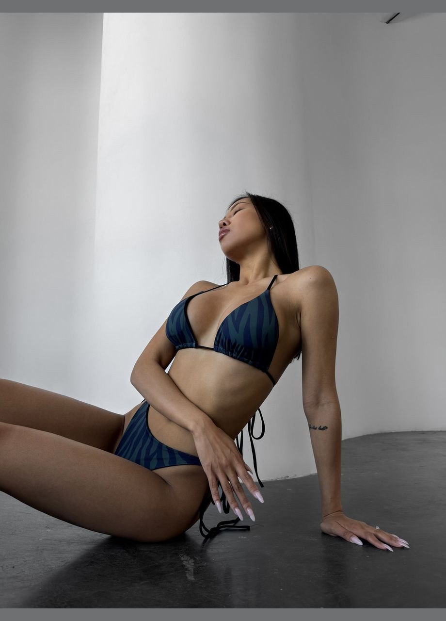 Синій літній стильний роздільний жіночий купальник роздільний Ghazel