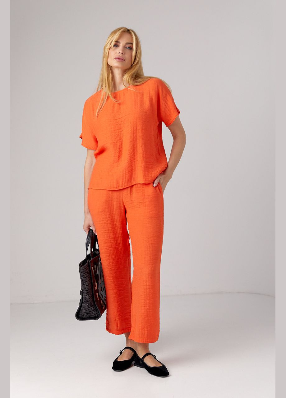 Летний костюм с брюками и футболкой - кремовый Lurex (296470803)