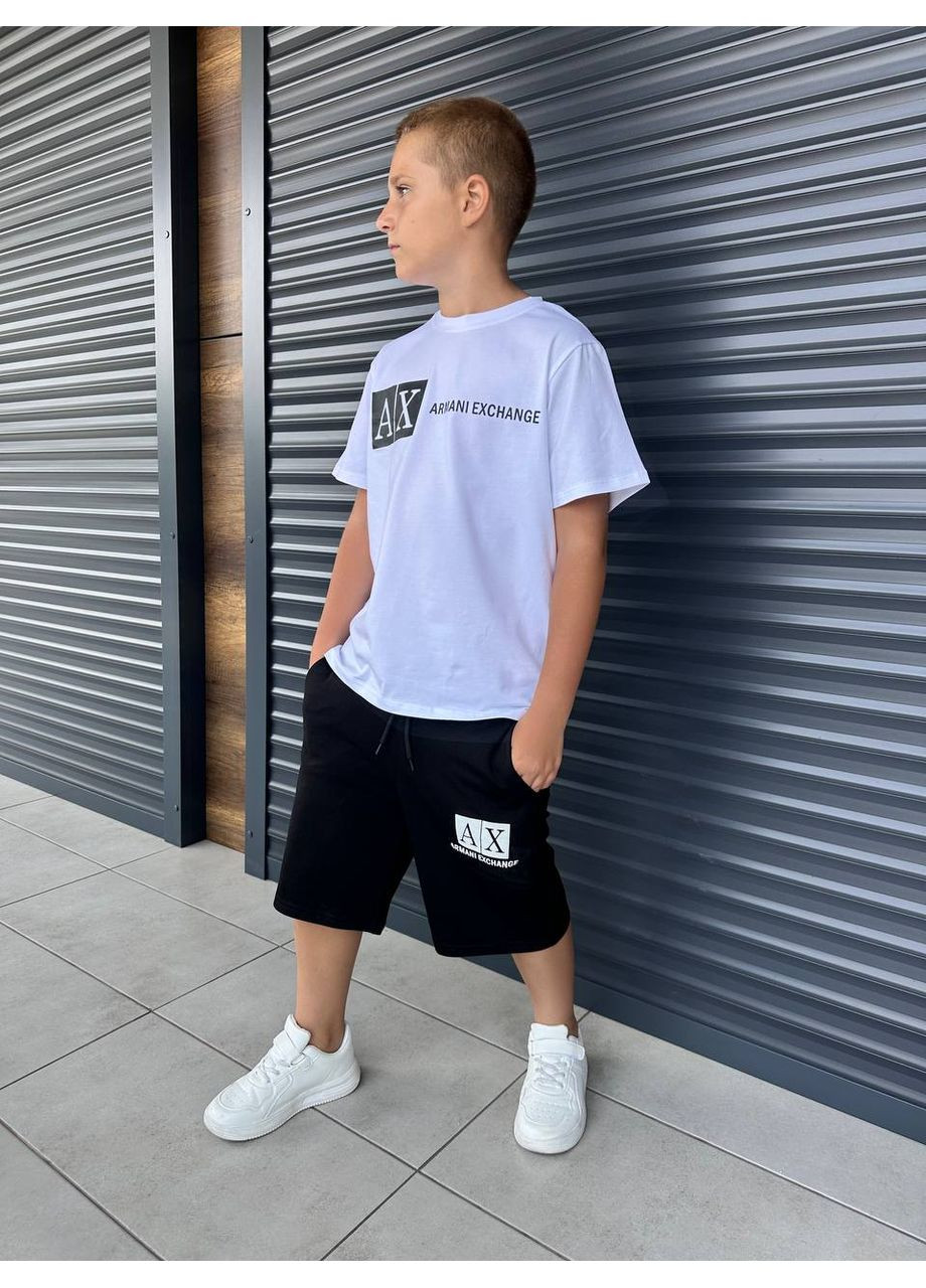 Чорно-білий літній костюм футболка + шорти хлопчик No Brand