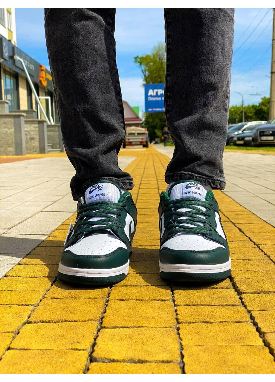 КРОСІВКИ ЖІНОЧІ NIKE SB DUNK LOW DARK GREEN WHITE НАЙК СБ ДАНК No Brand сірі демісезони (367170903)