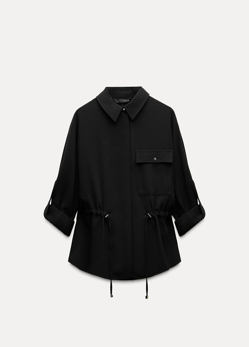 Черная повседневный рубашка однотонная Zara