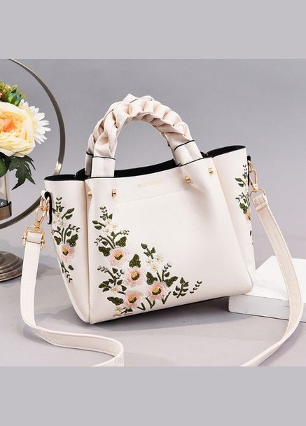 Жіноча сумка через плече з вишивкою квітами, модна та якісна жіноча сумочка екошкіра повсякденна No Brand (334730163)