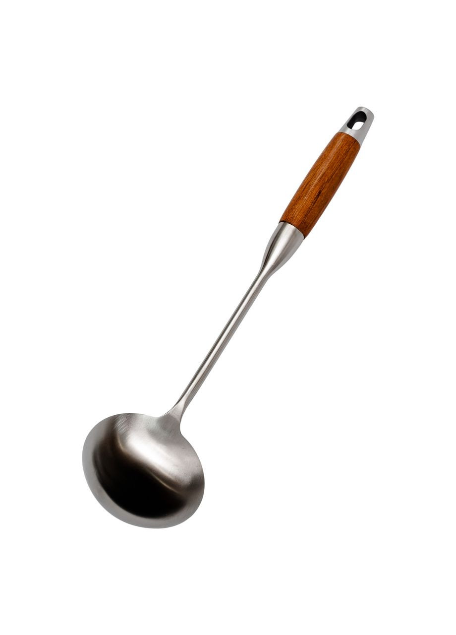 Ополоник металевий кухонний 27 (см) з нержавіючої сталі з дерев'яною ручкою HP-8-45 Ding Lanfang (359401598)