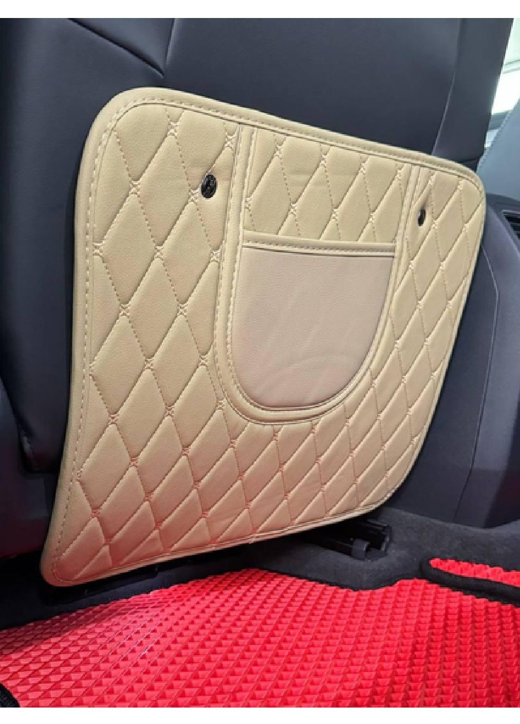 Защитная накладка органайзер на спинку переднего сидения с карманом в машину автомобиль экокожа 47х36.5 см (477504-Prob) Бежевая Unbranded (297641409)
