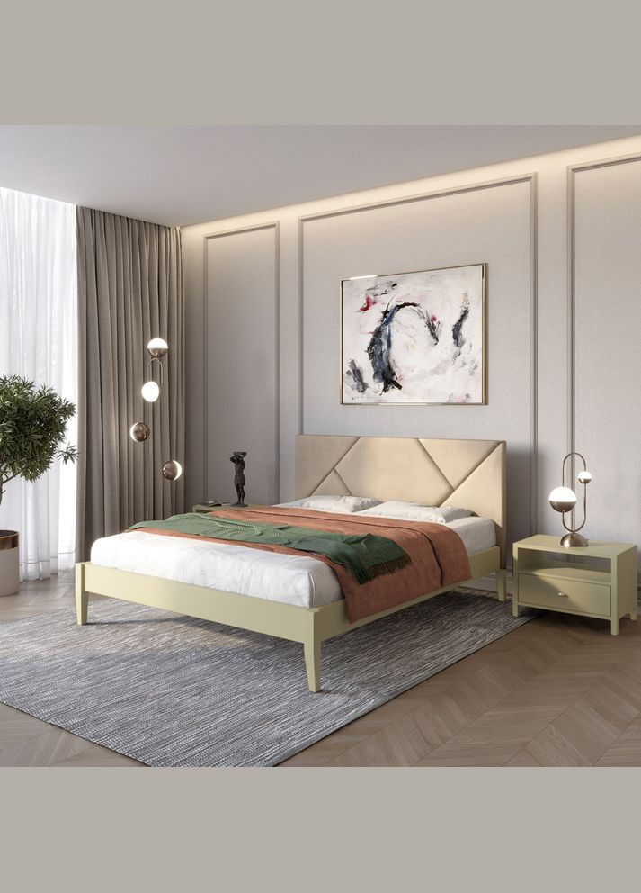 Полуторная деревянная кровать Нью-Йорк ДК (RAL1020)/Аляска 23 (Бежевый) 120х190 см (MBG-10183) Mebigrand (366086442)