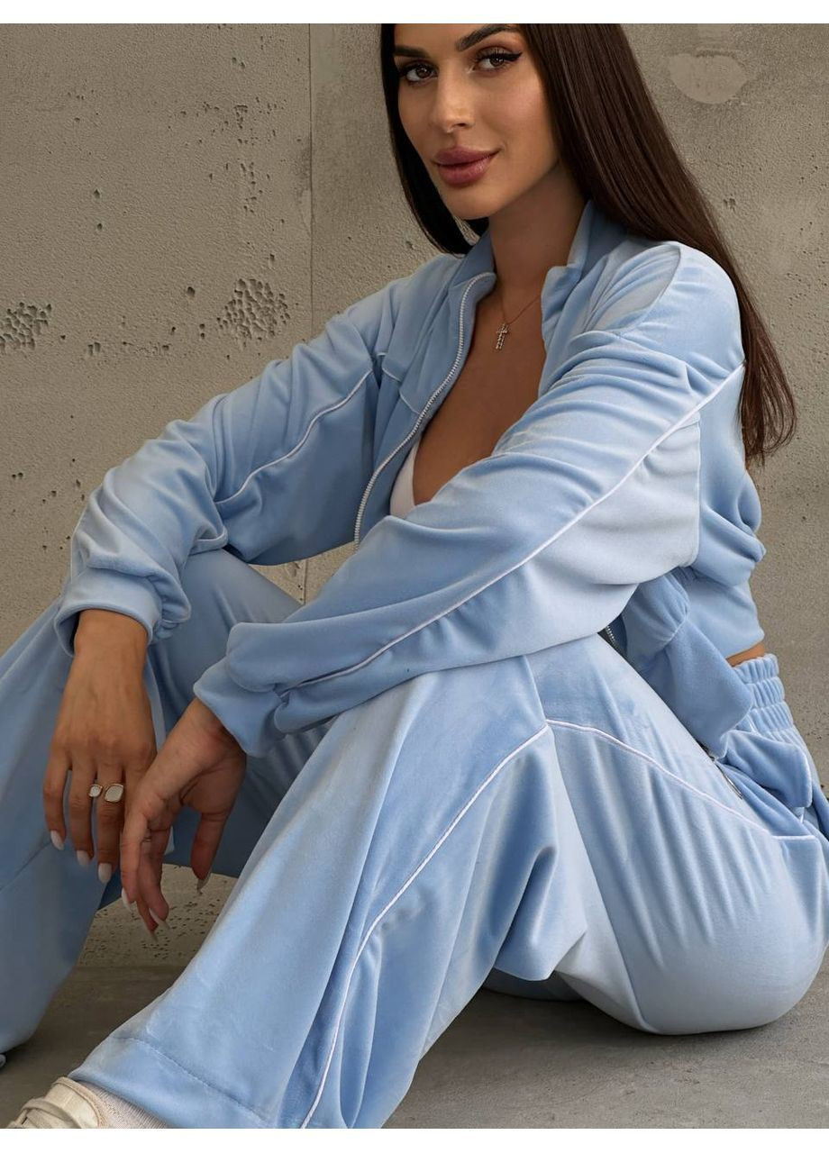 Жіночий велюровий костюм: худі-кроп + штани палаццо MonCher (369000831)