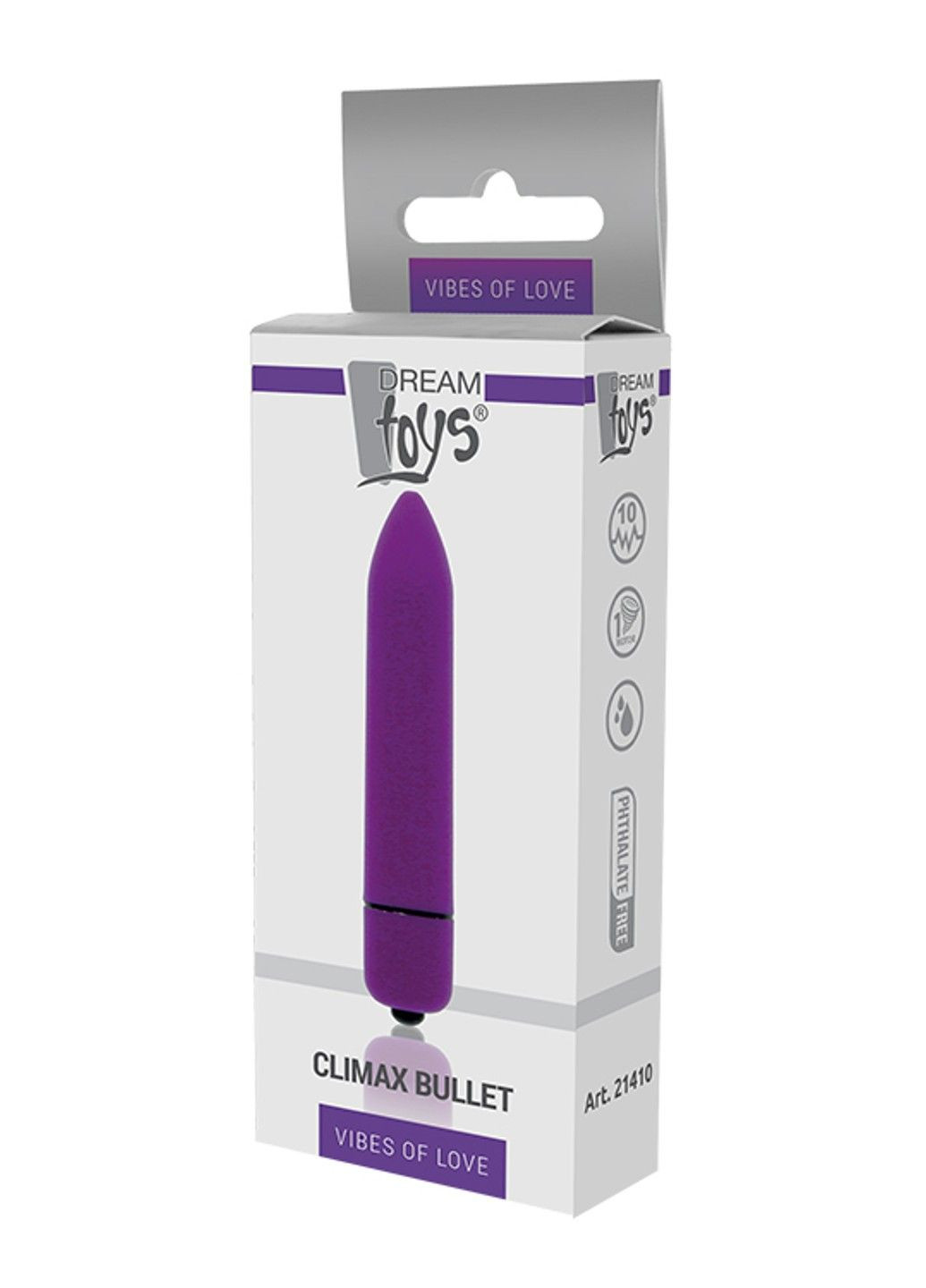 Міні вібромасажер DREAM TOYS 10-SPEED CLIMAX BULLET PURPLE, Фіолетовий Dreamtoys (290667576)