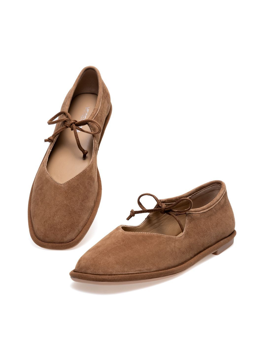 Жіночі балетки 01678 руді Verendina | руді натуральна замша (364847473)