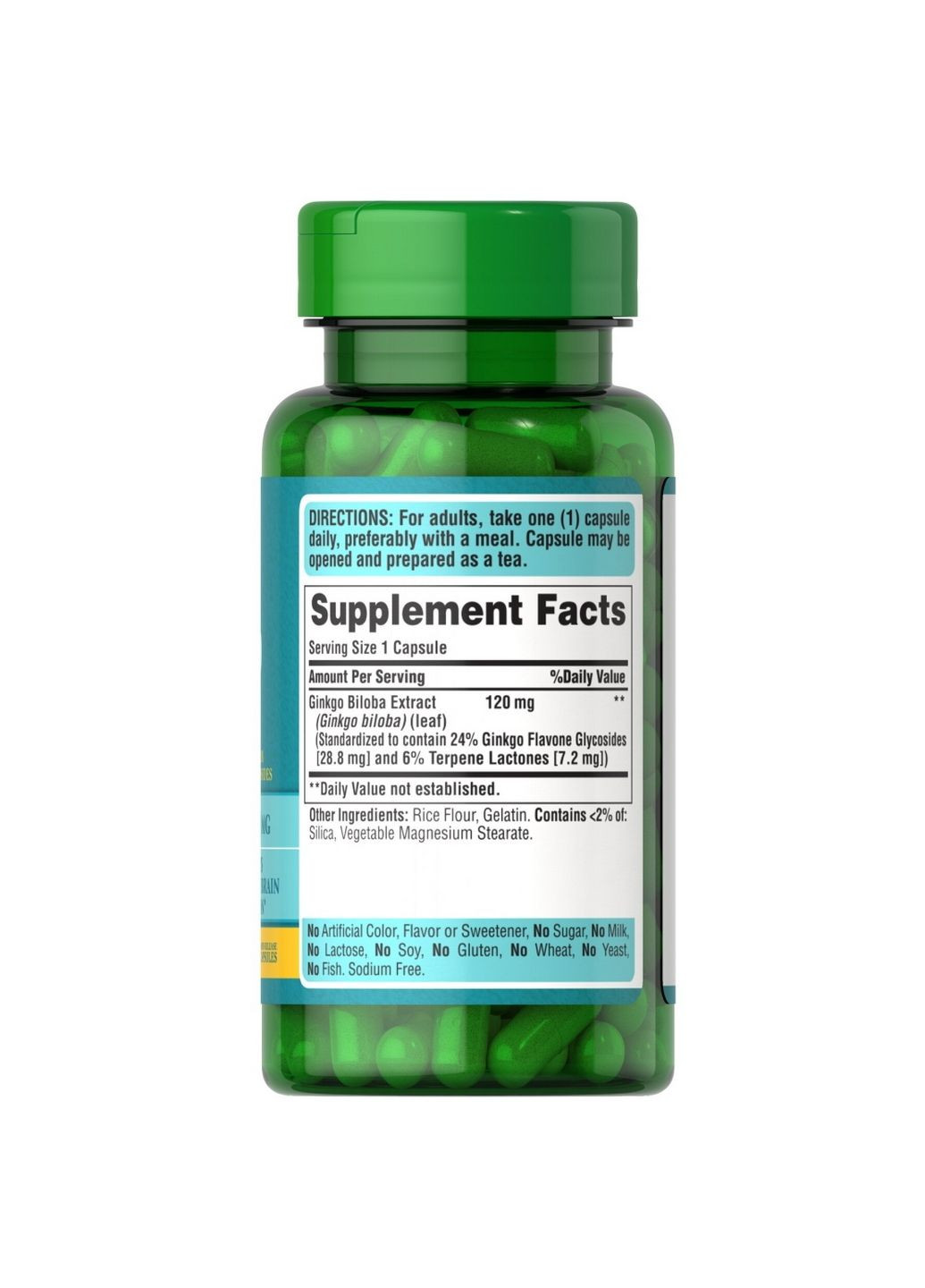 Натуральная добавка Ginkgo Biloba 120 mg, 100 капсул Puritans Pride (293419444)