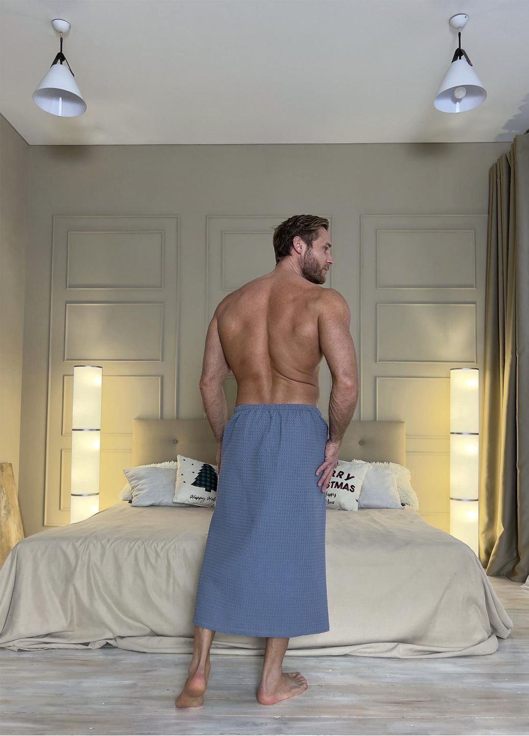 Чоловічий кілт (парео) для лазні та сауни, розмір L Vishnya сіро-голубий