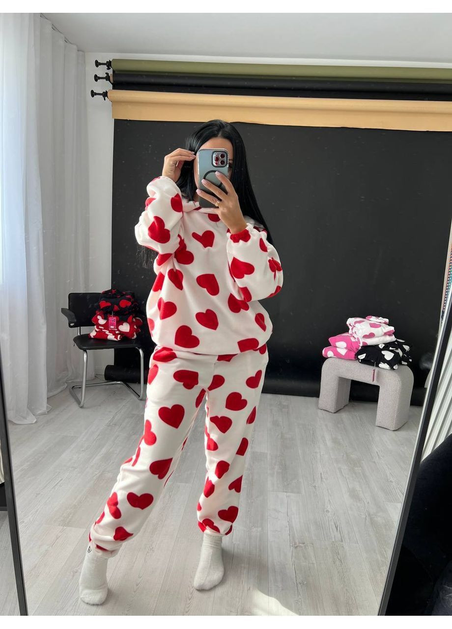 Белая всесезон женская пижама кофта + брюки No Brand