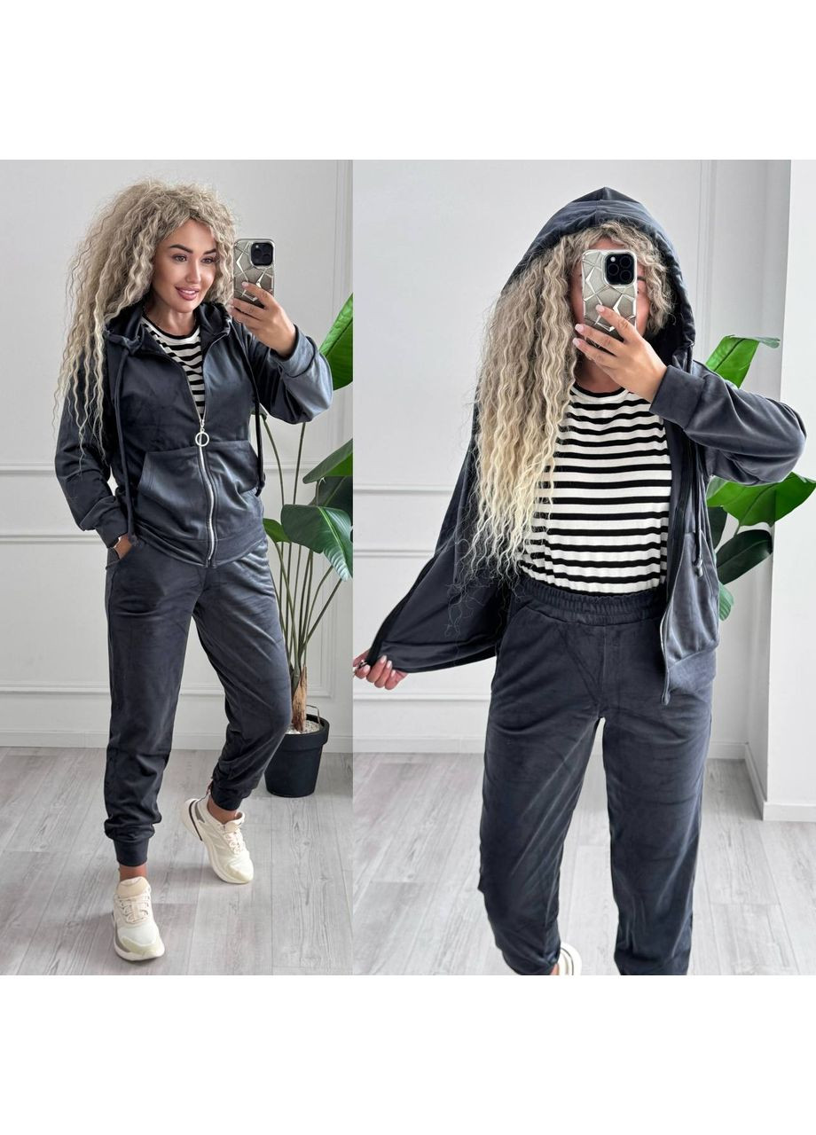Спортивный костюм из велюра с капюшоном и змейкой. GD/GL Модний простір (360978720)