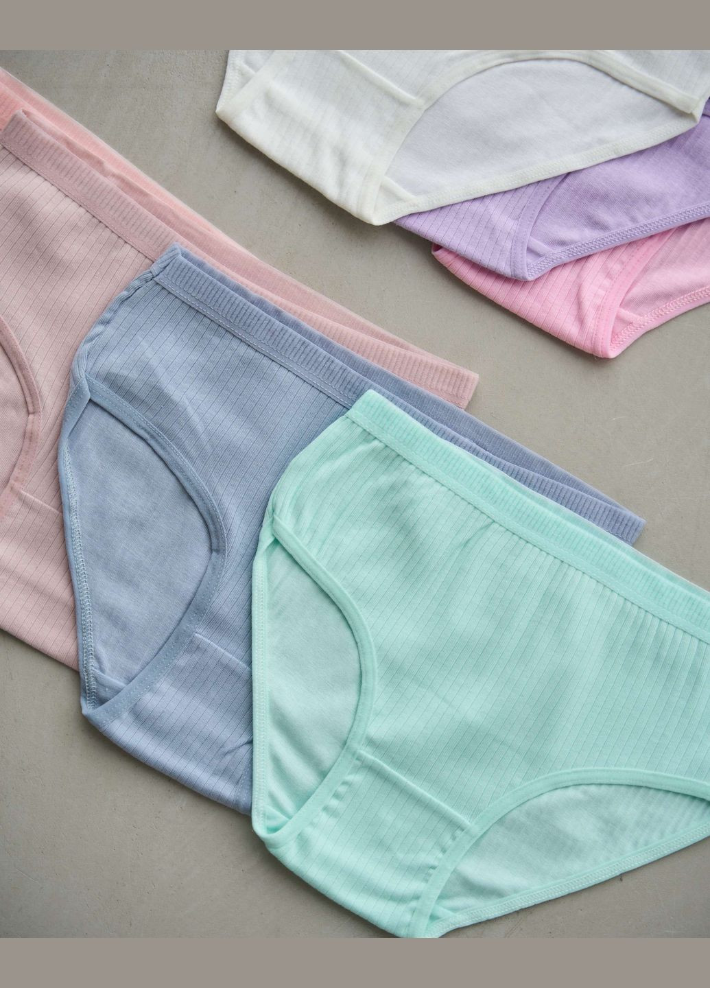 Набор подростковых трусиков-неделька в рубчик на девочку, 7 штук Nicoletta Трусики (342119804)