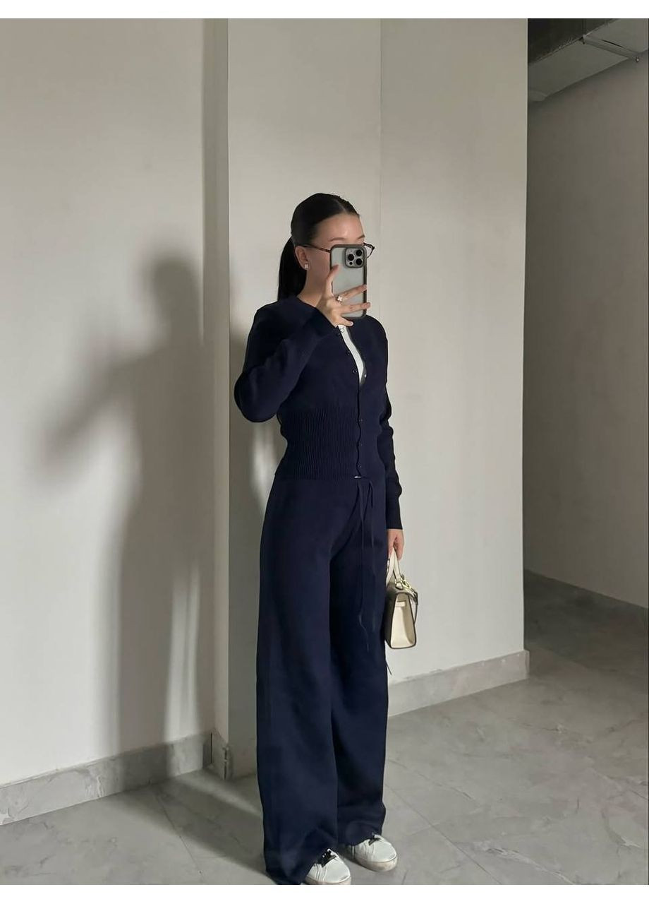 Костюм ангора (кофта, брюки), цвет Темно-синий Fashion (365072537)