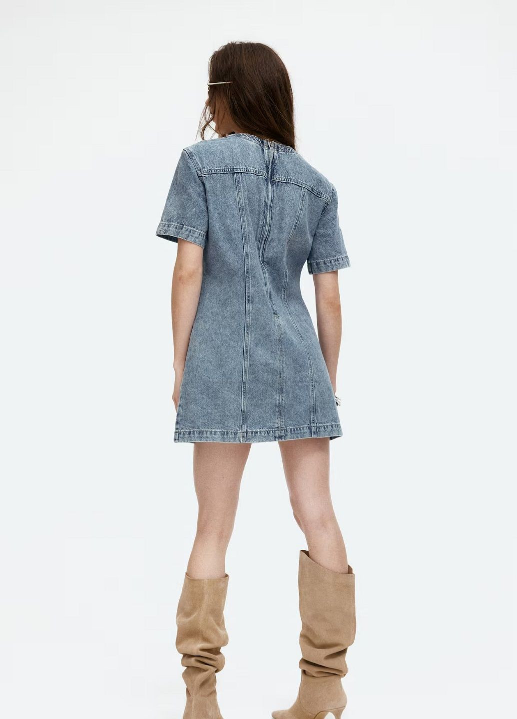 Світло-блакитна джинсова сукня H&M однотонна