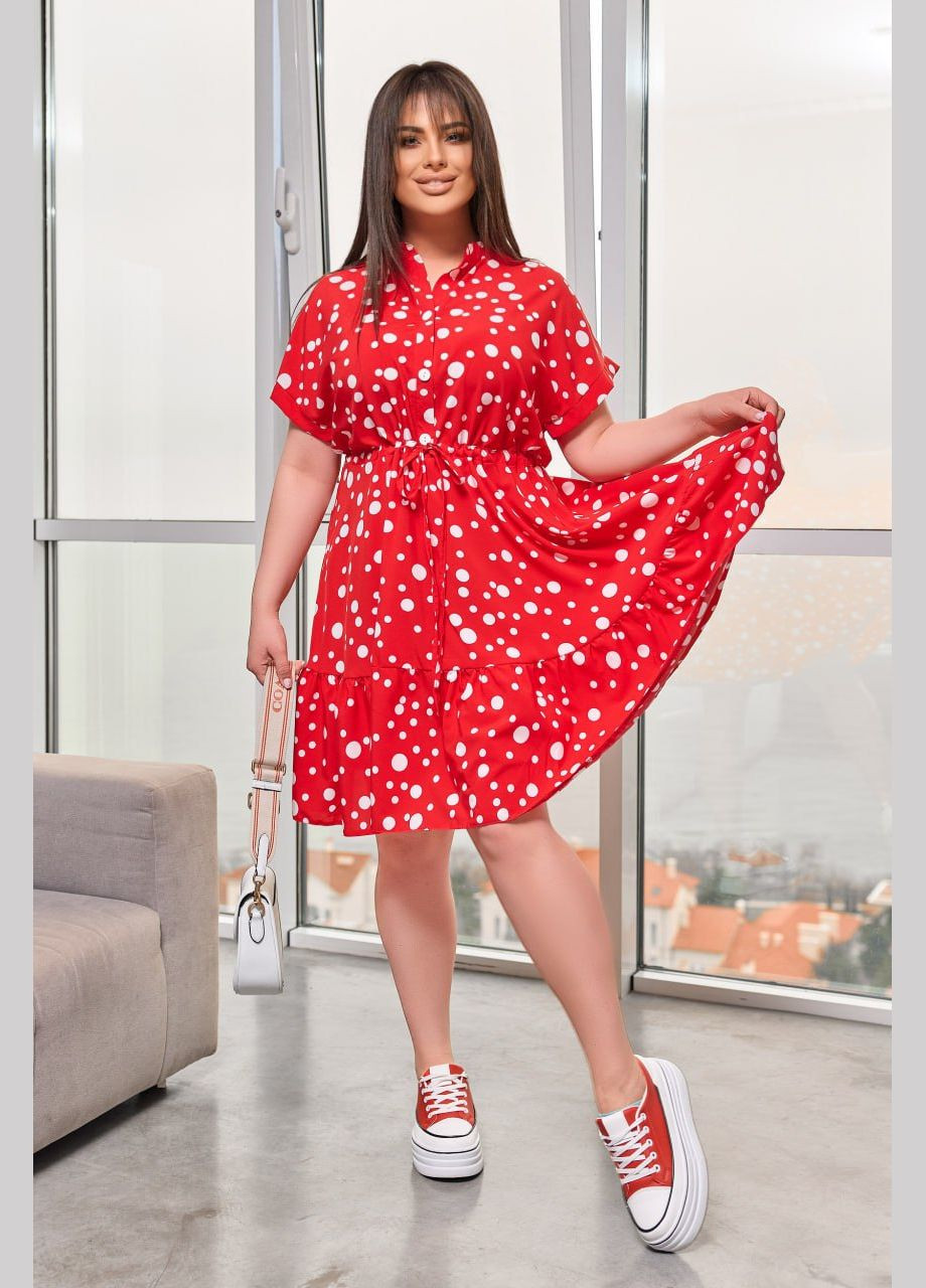 Красное женское платье из софта цвет красный р.48/50 453730 New Trend