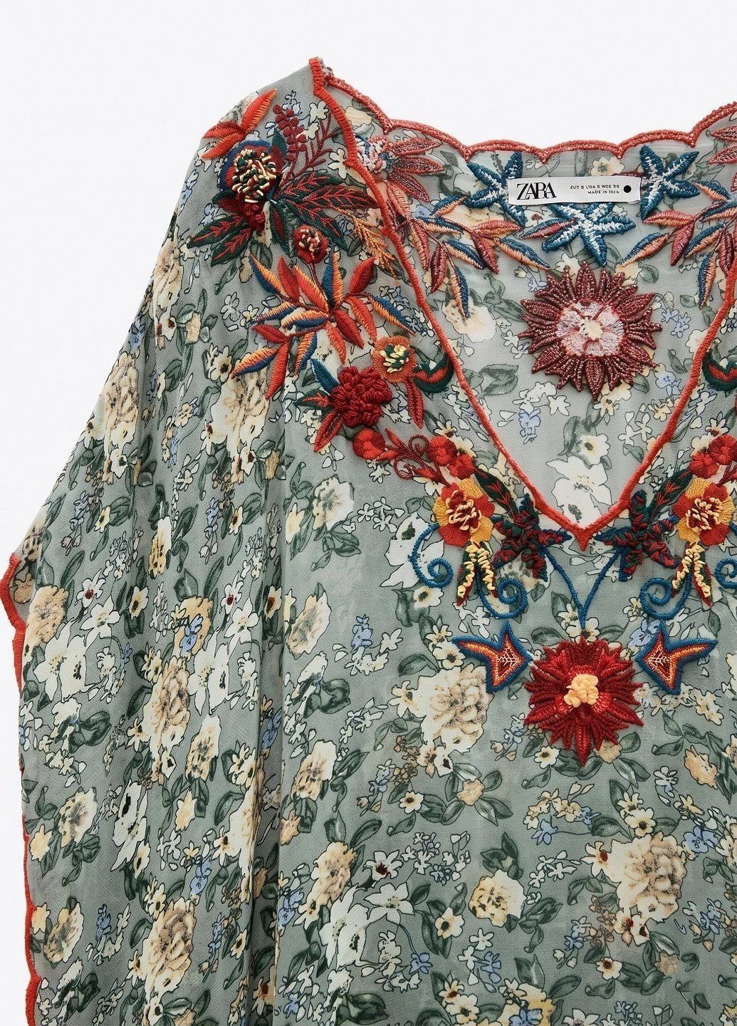 Зелена сукня-туніка вишита Zara