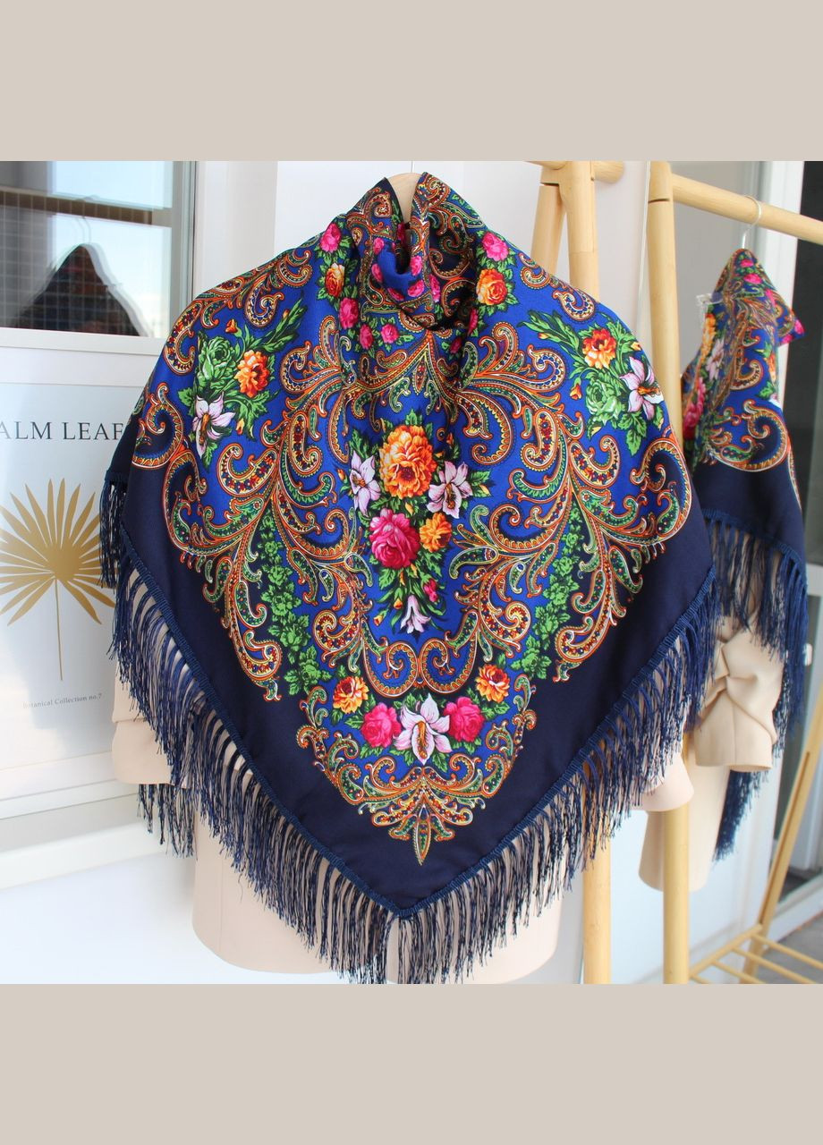 Платок народный "Букет лилий" Темно-синяя 611006 Husta (322502147)