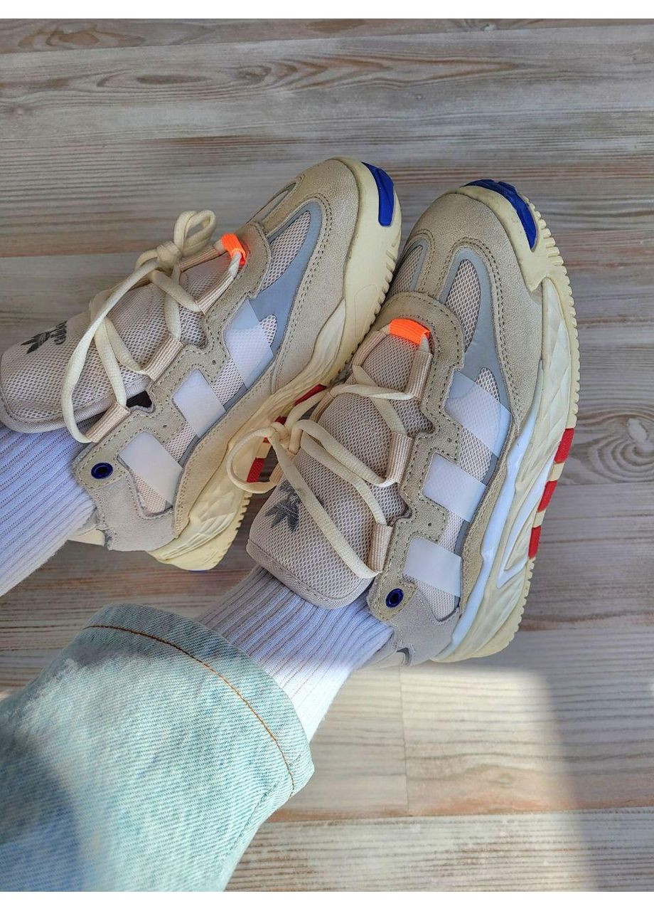 КРОССОВКИ ЖЕНСКИЕ ADIDAS NITEBALL BEIGE GREY LOGO АДИДАС НАЙТБОЛ No Brand серые демисезоны (369389747)