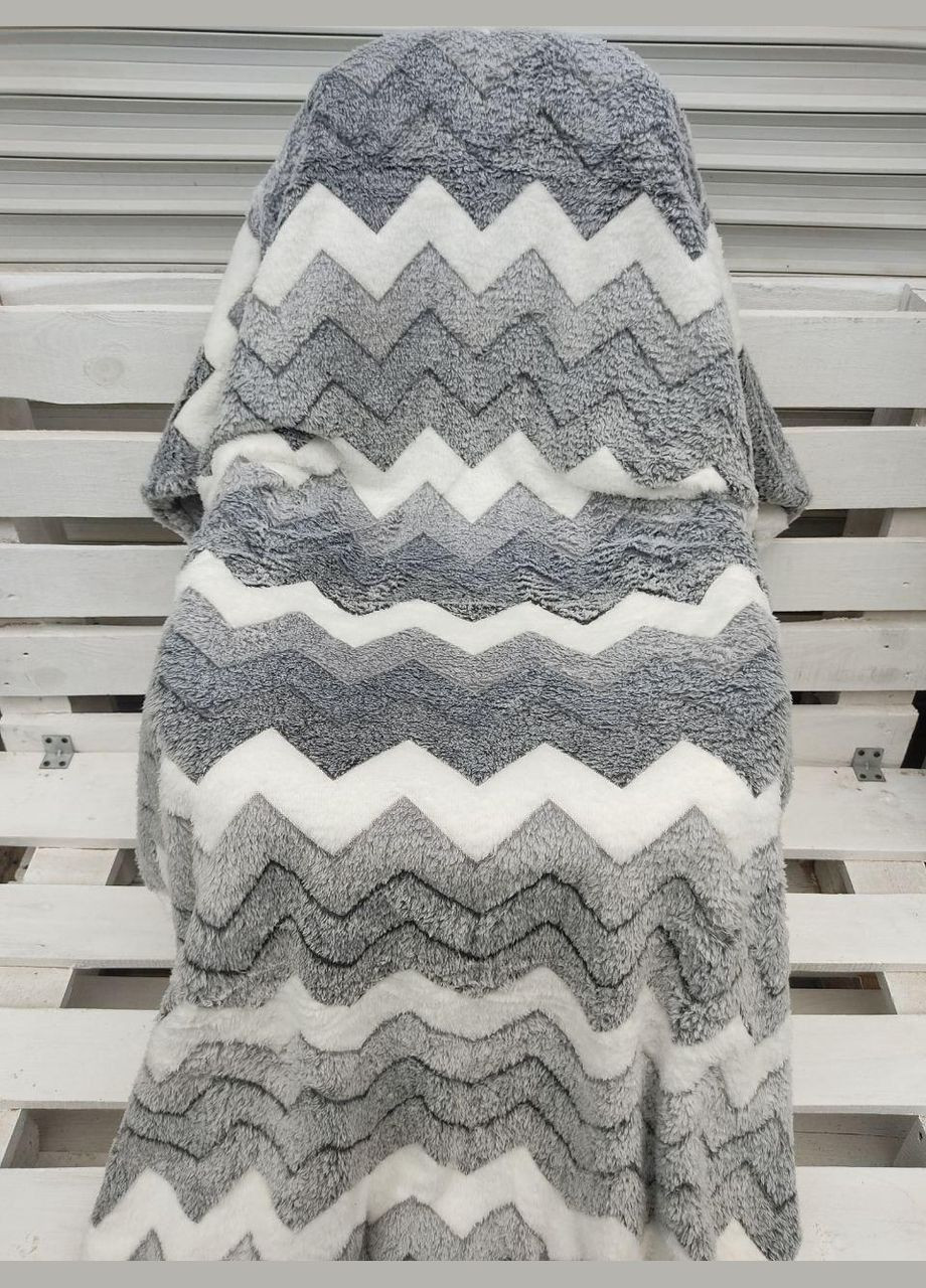 Плед двухспальный плюш 180х200 Серый (П4К-Am-zukerka-001-2) No Brand (316231137)