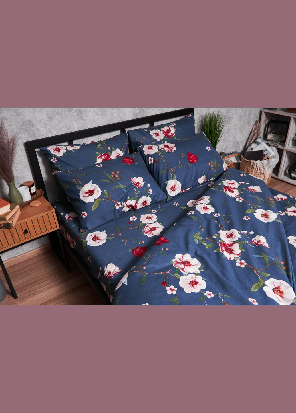 Комплект постельного белья Полисатин Premium King Size 220x240 наволочки 2х70х70 (MS-820003712) Moon&Star Bush Peony (288043636)