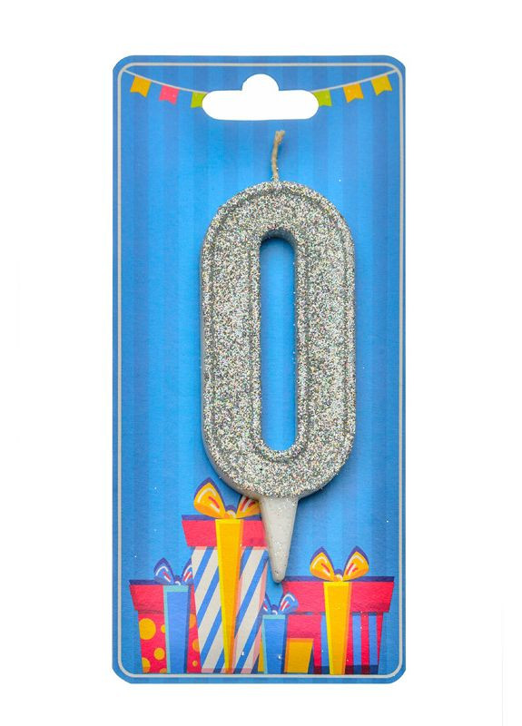 Свічка цифра 0 срібло No Brand (302314118)