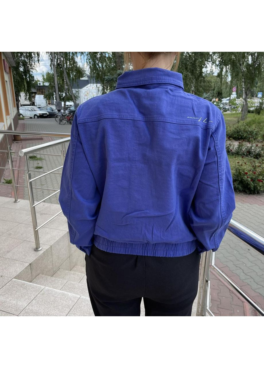 Фіолетова куртка джинсова жіноча укорочена піджак коттон кнопки м фіолетова No Brand