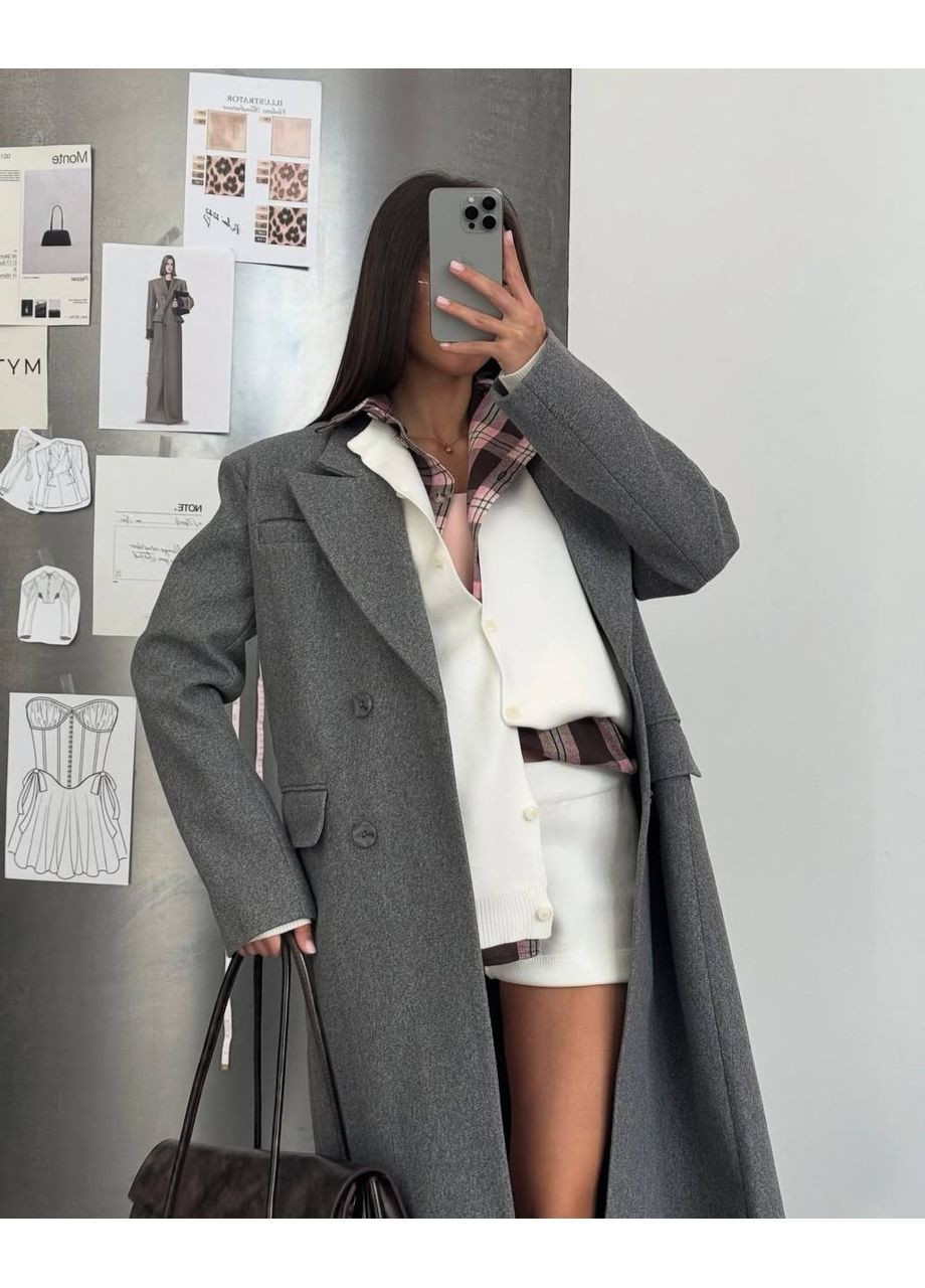 Сіре демісезонне Демісезонне пальто прямого крою Adelante