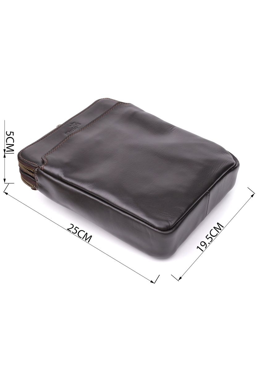 Вертикальная мужская сумка через плечо из гладкой натуральной кожи 20868_1 Коричневый Shvigel (362588729)