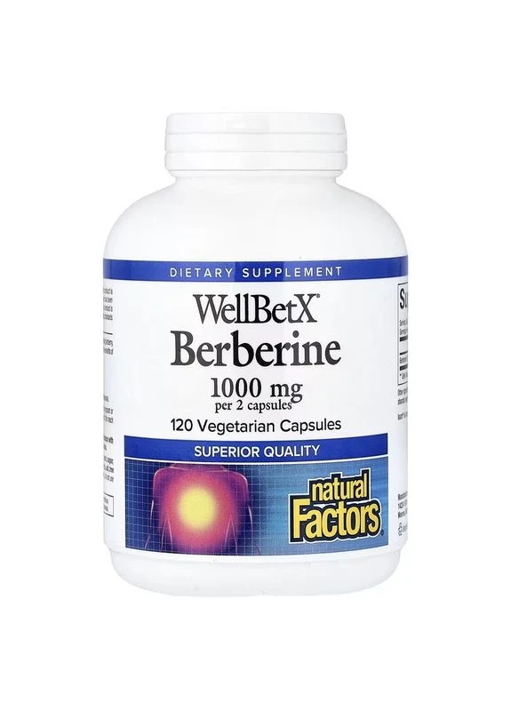 Берберин, 500 мг, WellBetX, Berberine, 120 вегетарианских капсул Natural Factors (323653975)