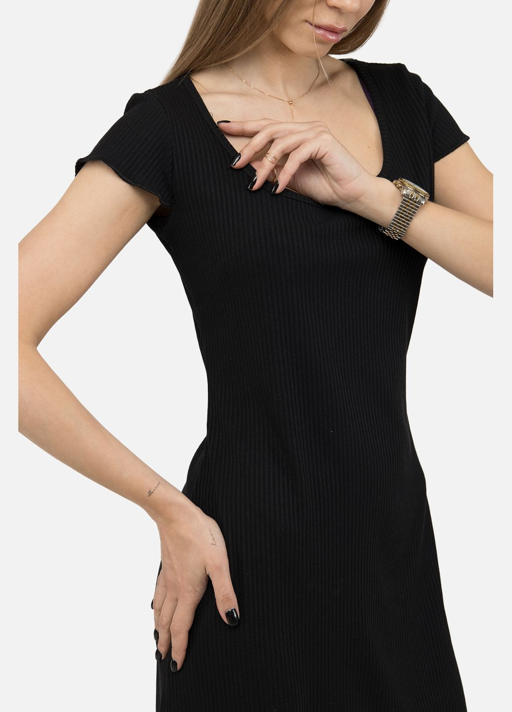 Чорна жіноча сукня колір чорний цб-00250375 Yuki