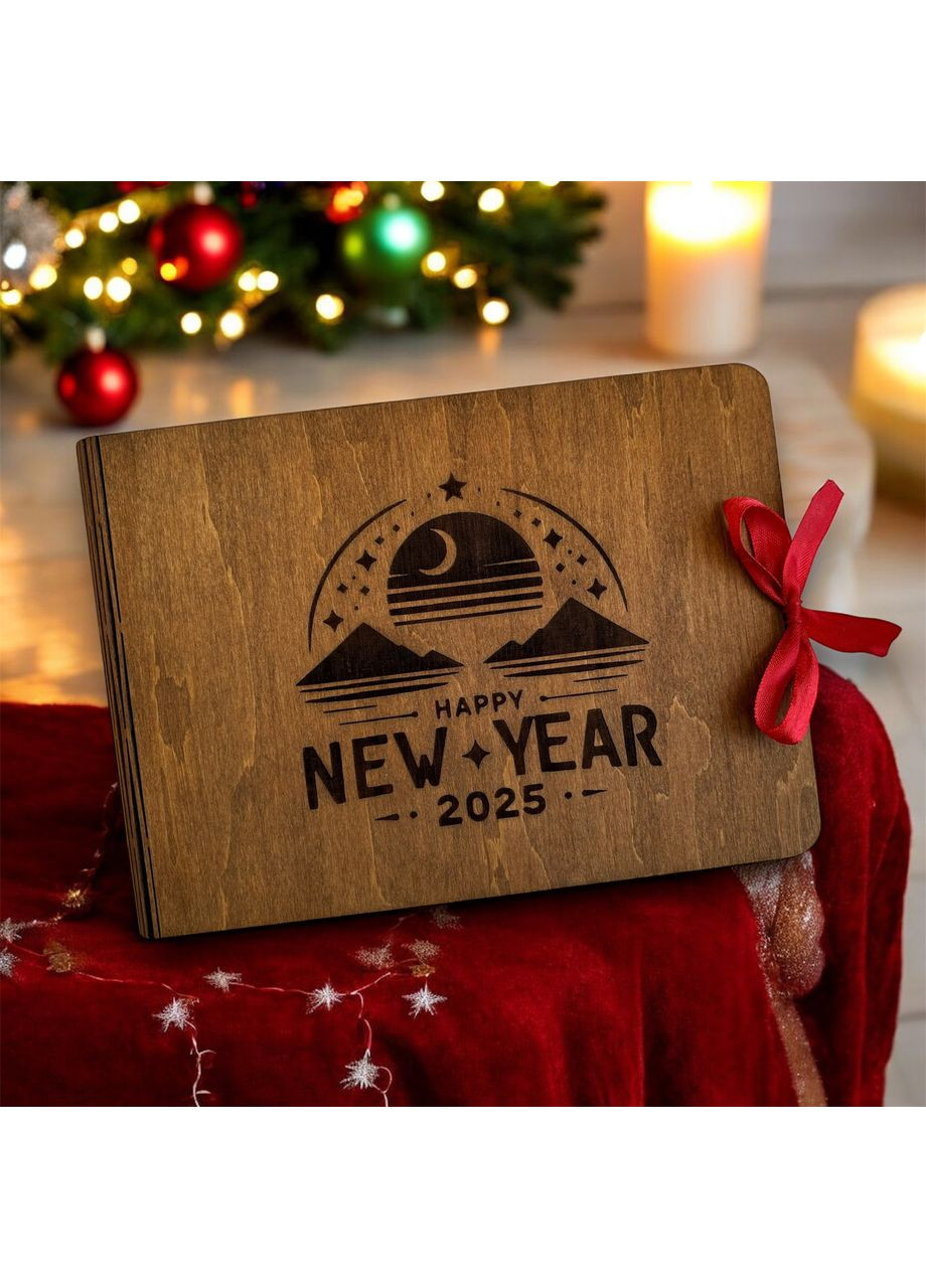 Деревянный фотоальбом на Новый год 2025 | семейный фотоальбом с картонными листами на подарок No Brand (370386866)