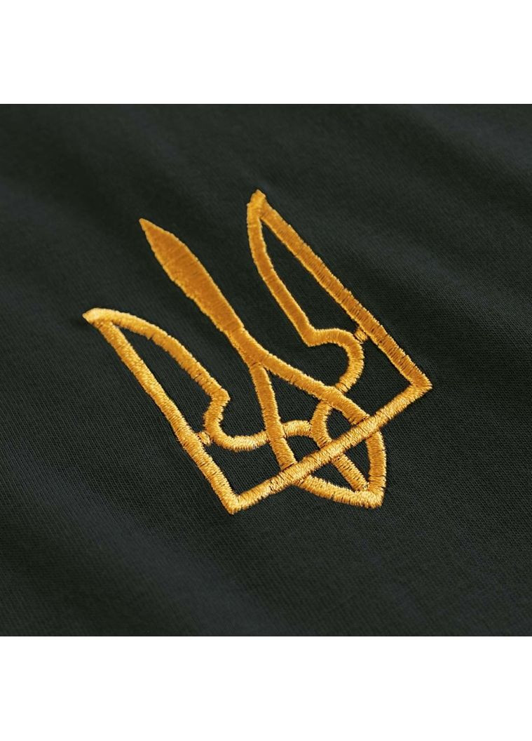 Чёрная черная футболка женская с вышитым гербом украинской символикой украины, футболка с трезубцем, 42 хлопок (301033730)