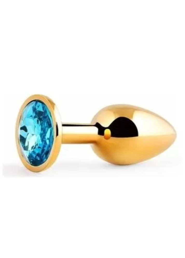 Маленькая золотая анальная пробка с кристаллом Hi-Basic "Gold Blue Gem Anal Plug S" Chisa (301872419)