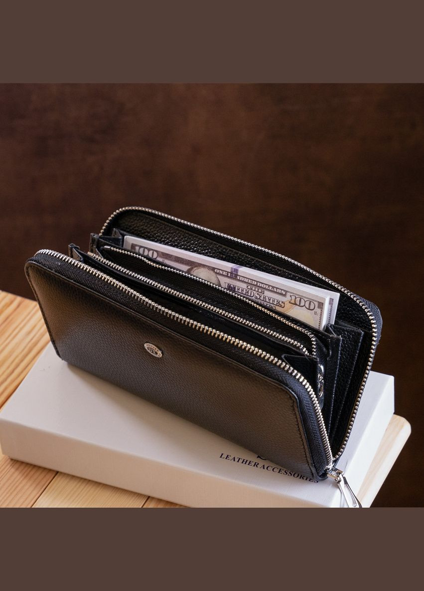 Жіночий клатч на блискавки 18863 Чорний st leather (298566645)