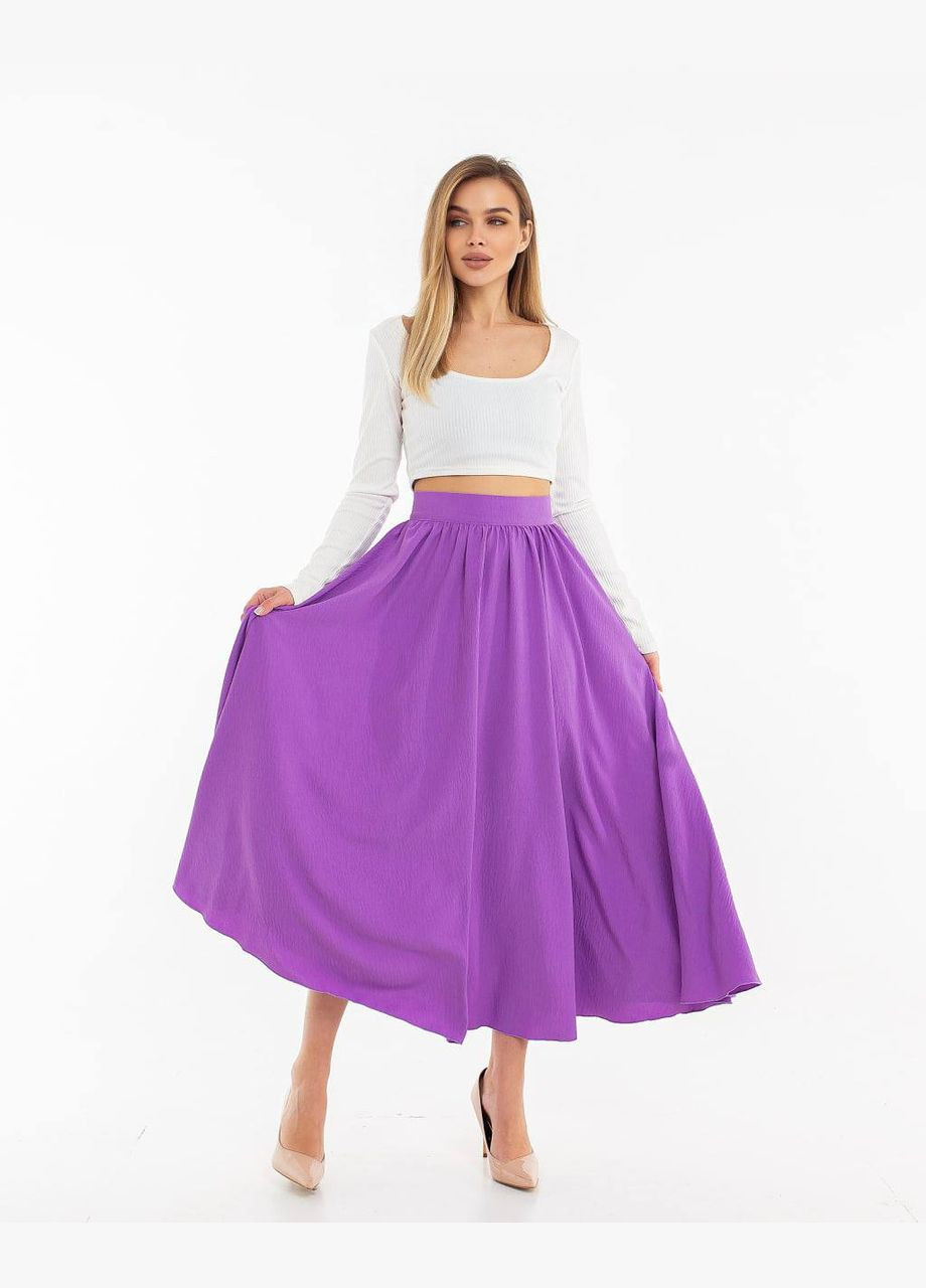 Фиолетовая повседневная однотонная легкая женская юбка меди фиолетового цвета 32130 Fashion