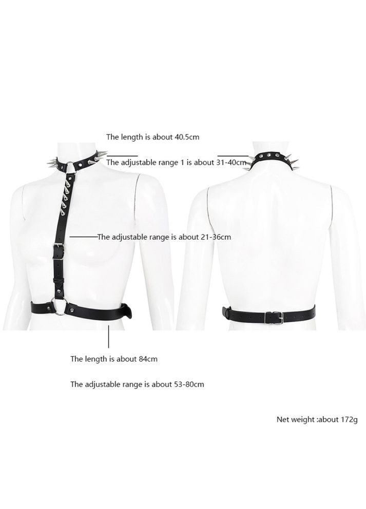 Портупея TOTEM на грудь с ошейником и шипами БДСМ аксессуар универсальный размер унисекс Focus (303894667)