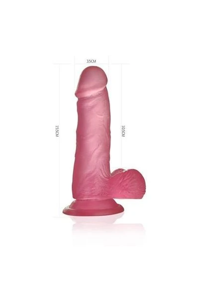 Фалоімітатор з мошонкою - Jelly Studs Crystal Dildo Small 6" Pink Lovetoy (383080562)