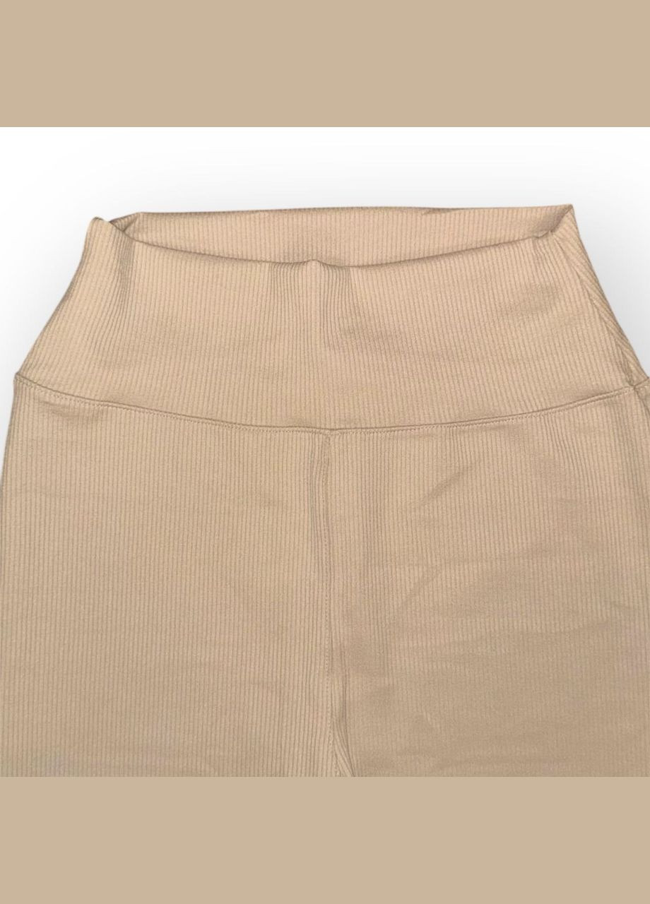 Женские лосины эластичные в рубчик с высоким широким поясом без утепления демисезон 99-101см черные No Brand (318450636)