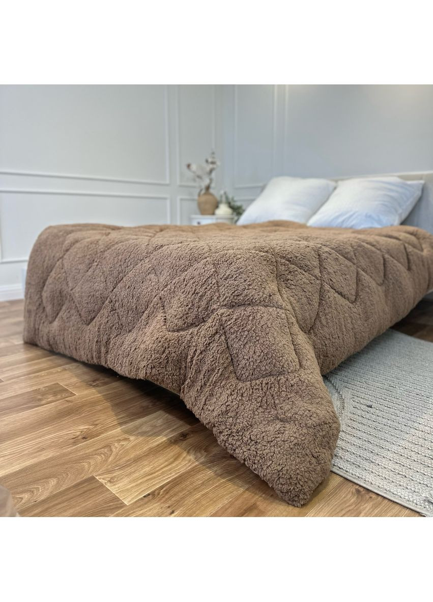 Одеяло полуторное стеганное зимнее из верблюжьей шерсти 21481 150х210 см коричневое Leri Max (365719084)