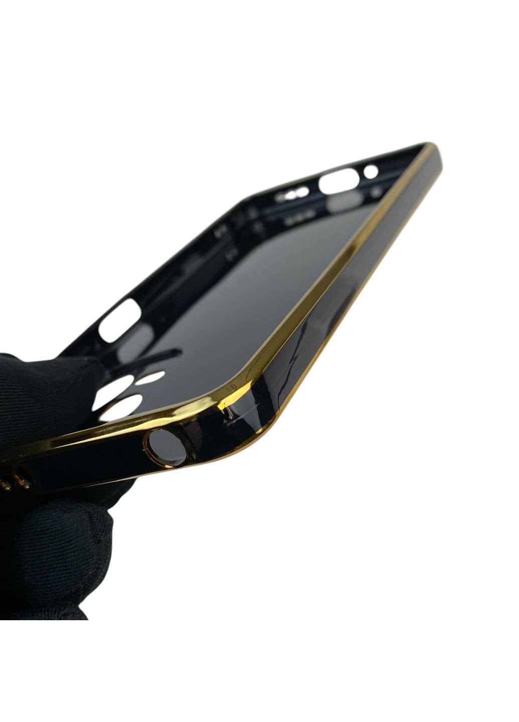 Чехол для Poco X5 5G с защитой камеры с золотой окантовкой на сяоми поко х5 черный gs1 Xiaomi (366234345)