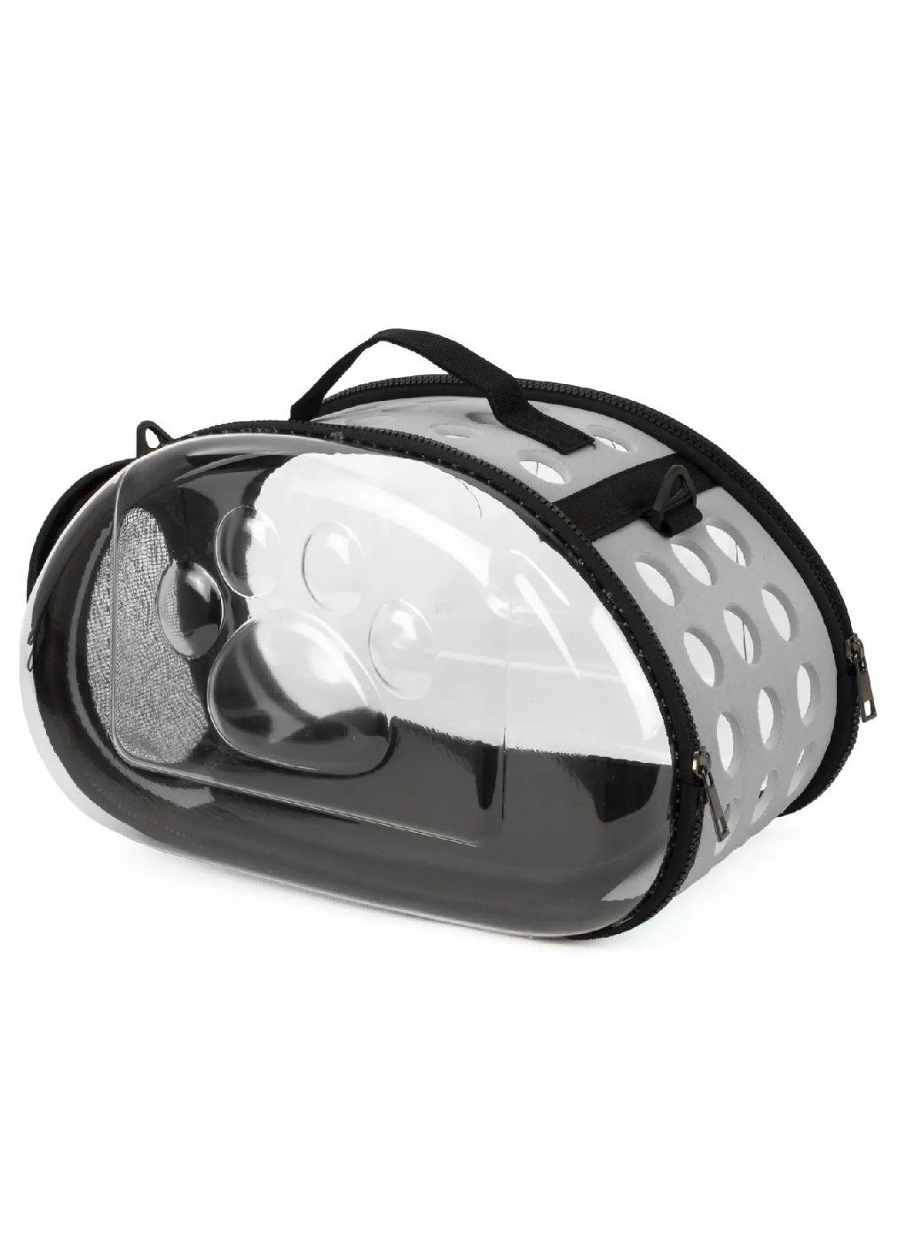 Сумка переноска для тварин котів собак з вентиляцією прозорою стінкою ручкою ременем 34x20x20 см розмір S (477337-Prob) Сіра Unbranded (299258386)